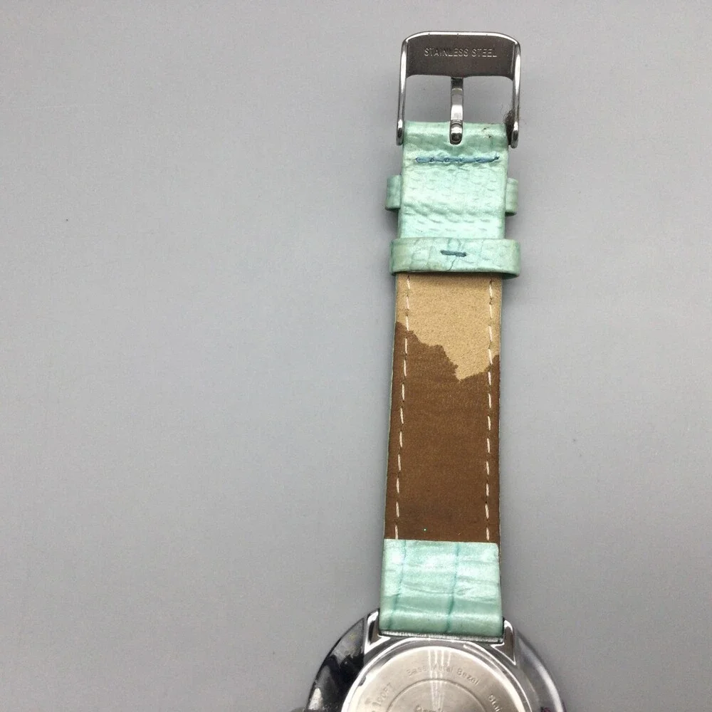 Armitron Womens Watch 35mm MOP Dial Green Leather Crystal Bezel New Battery
